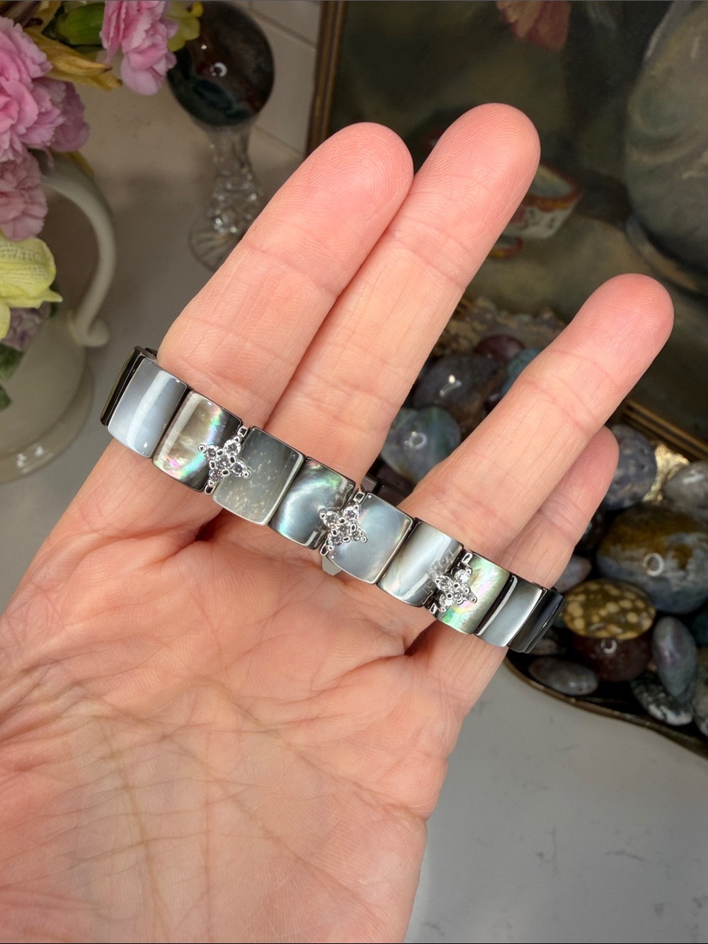 Abalone with Silver Charms Bracelet: B1219